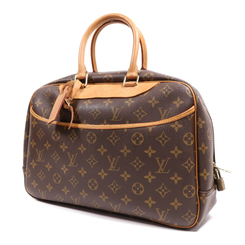 LOUIS VUITTON Monogram Deauville金扣手挽袋棕色-2