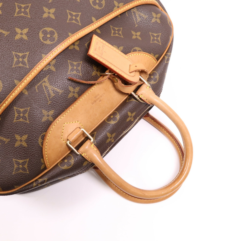 LOUIS VUITTON Monogram Deauville金扣手挽袋棕色-4