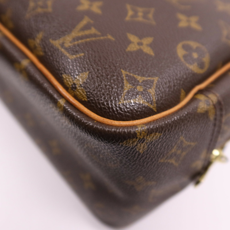 LOUIS VUITTON Monogram Deauville金扣手挽袋棕色-7