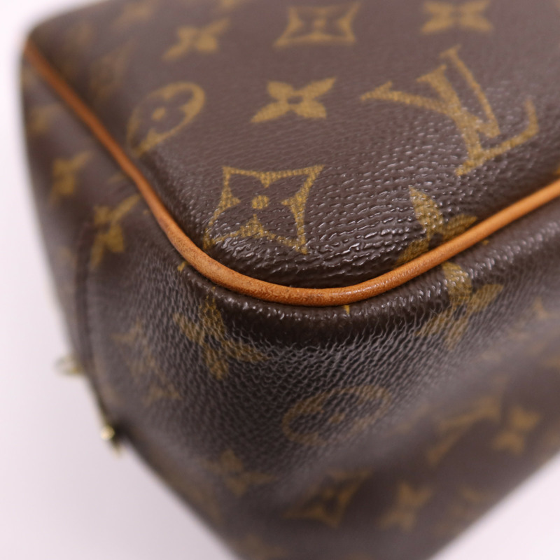 LOUIS VUITTON Monogram Deauville金扣手挽袋棕色-10