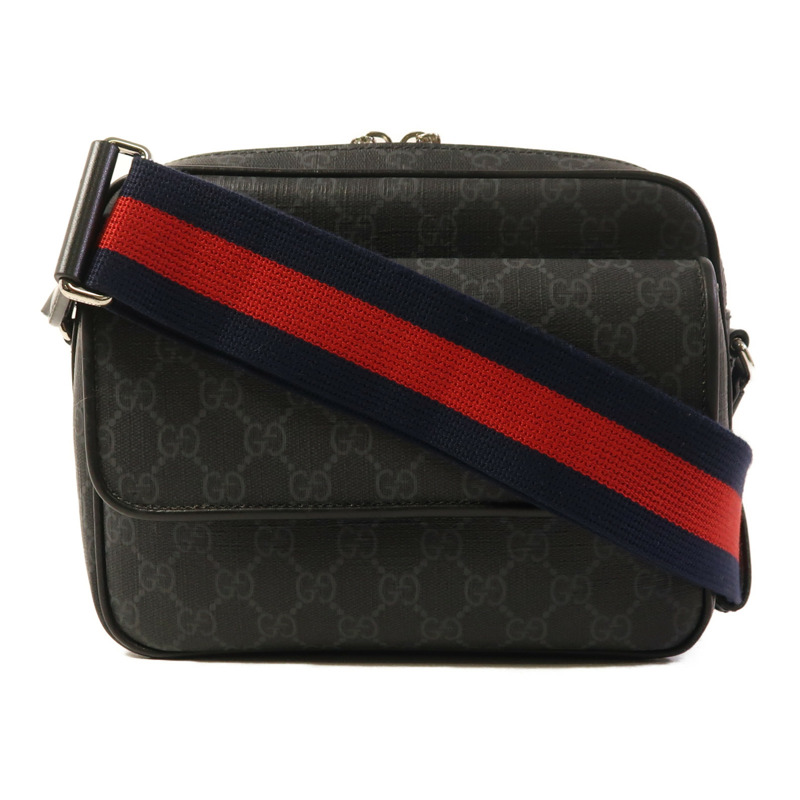 GUCCI 塗層帆布Crossbody Bag銀扣肩背袋-0