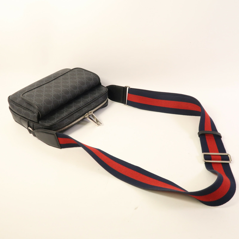 GUCCI 塗層帆布Crossbody Bag銀扣肩背袋-8