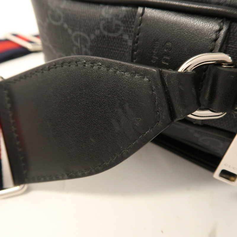 GUCCI 塗層帆布Crossbody Bag銀扣肩背袋-16