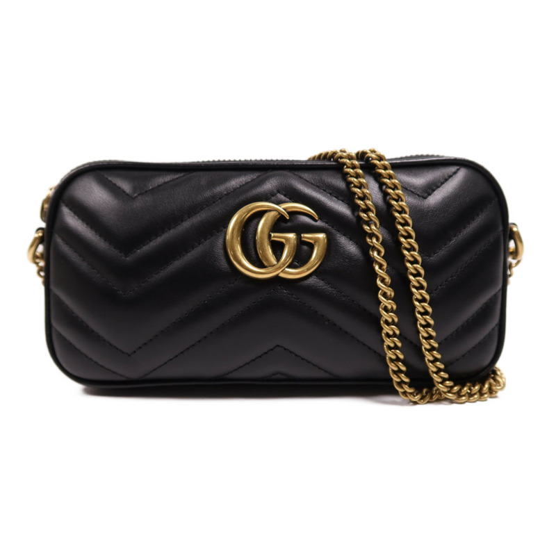GUCCI 牛皮皮革GG Marmont金扣鏈帶肩背袋-0