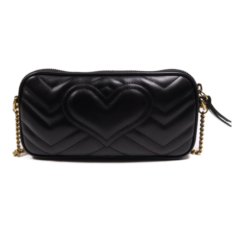 GUCCI 牛皮皮革GG Marmont金扣鏈帶肩背袋-1