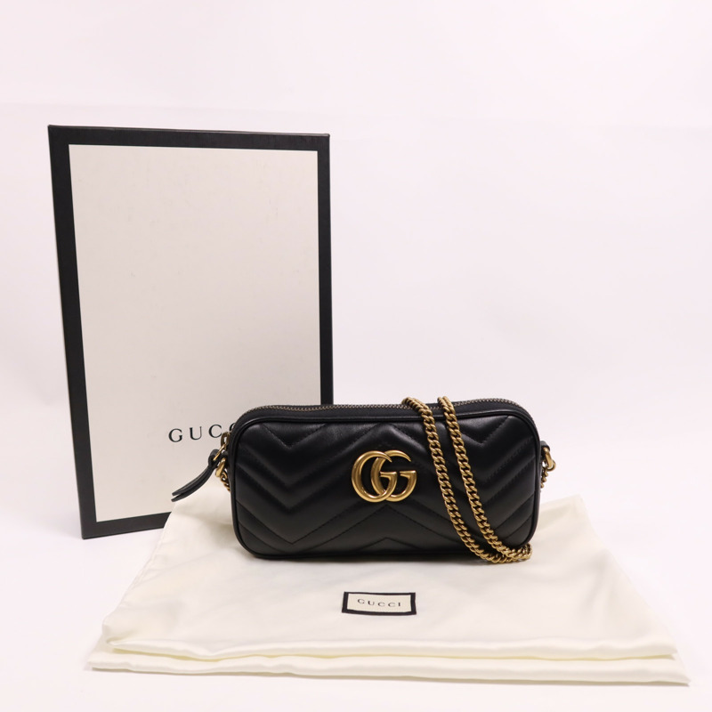 GUCCI 牛皮皮革GG Marmont金扣鏈帶肩背袋-8