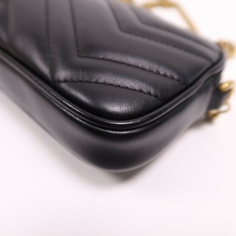 GUCCI 牛皮皮革GG Marmont金扣鏈帶肩背袋-9