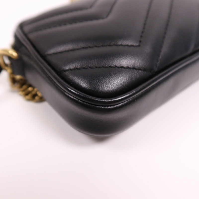 GUCCI 牛皮皮革GG Marmont金扣鏈帶肩背袋-10