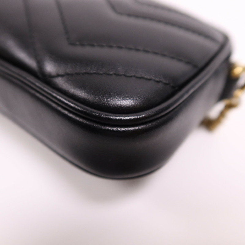 GUCCI 牛皮皮革GG Marmont金扣鏈帶肩背袋-11