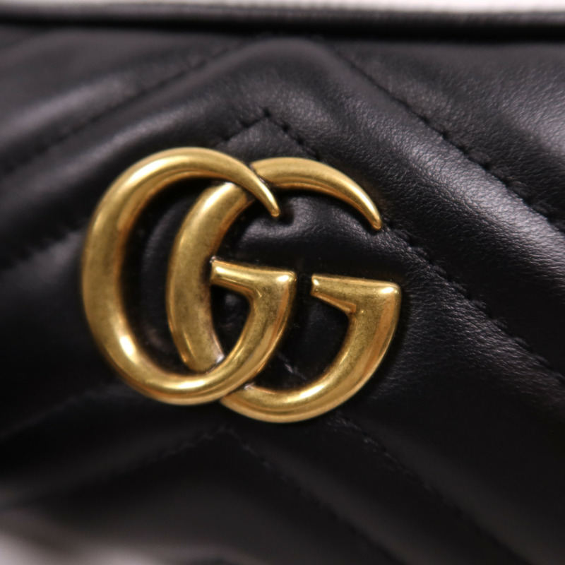 GUCCI 牛皮皮革GG Marmont金扣鏈帶肩背袋-13