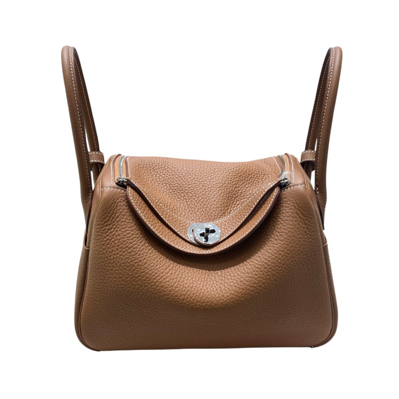 HERMES 愛馬仕 LINDY 26 TC皮 金棕色 銀釦 U刻-0