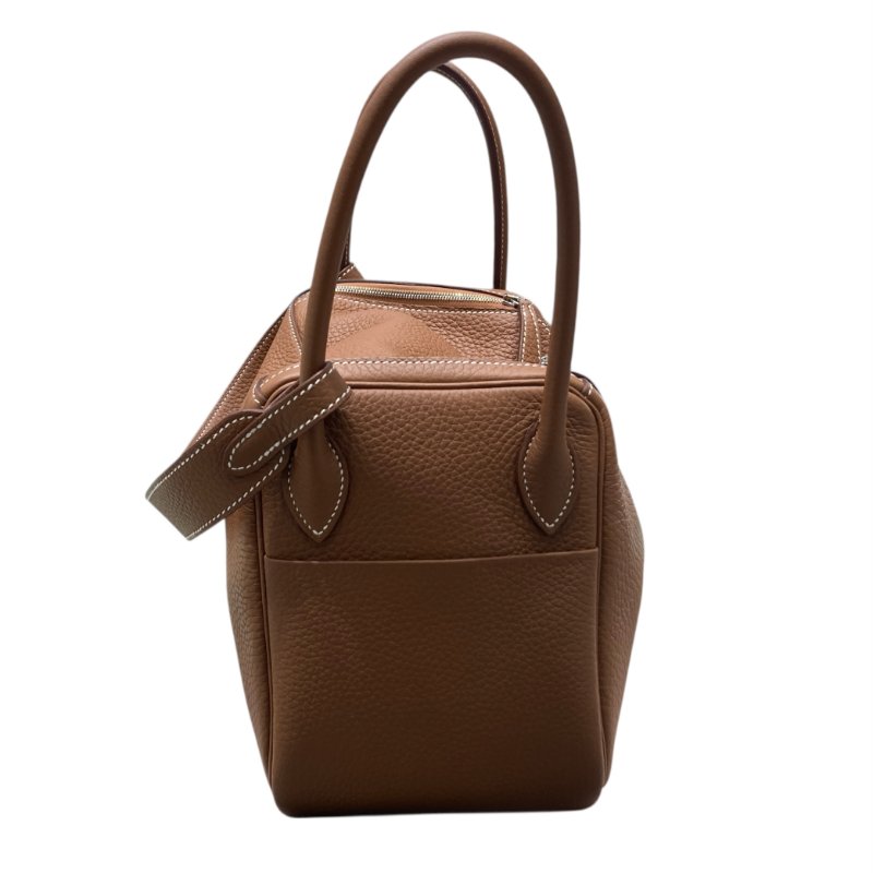 HERMES 愛馬仕 LINDY 26 TC皮 金棕色 銀釦 U刻-2