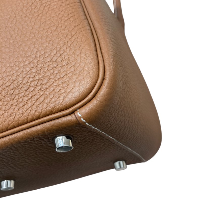 HERMES 愛馬仕 LINDY 26 TC皮 金棕色 銀釦 U刻-8
