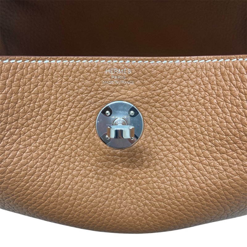 HERMES 愛馬仕 LINDY 26 TC皮 金棕色 銀釦 U刻-12