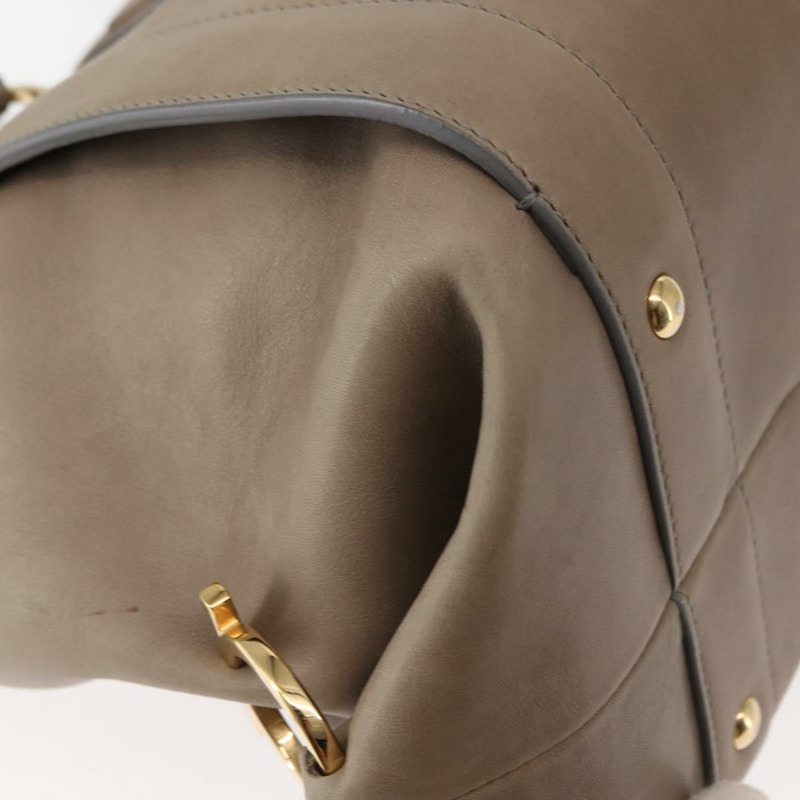 【日本直送】Salvatore Ferragamo Gancini 手提包 皮革 兩用 米色 金色 正品 sw1593-14