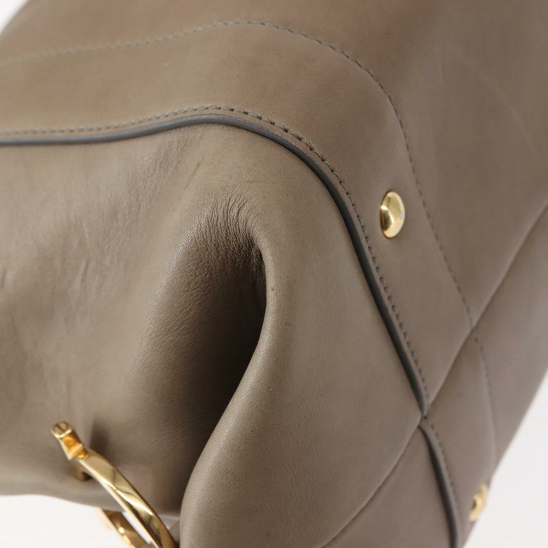 【日本直送】Salvatore Ferragamo Gancini 手提包 皮革 兩用 米色 金色 正品 sw1593-16