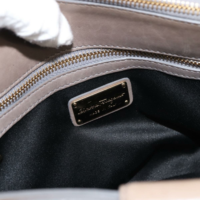 【日本直送】Salvatore Ferragamo Gancini 手提包 皮革 兩用 米色 金色 正品 sw1593-18