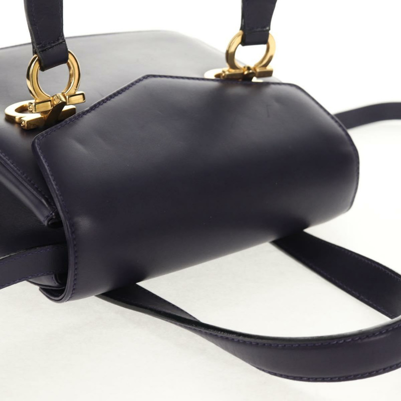 【日本直送】Salvatore Ferragamo Gancini 手提包 皮革 2way 紫金色 Auth 145500V-5