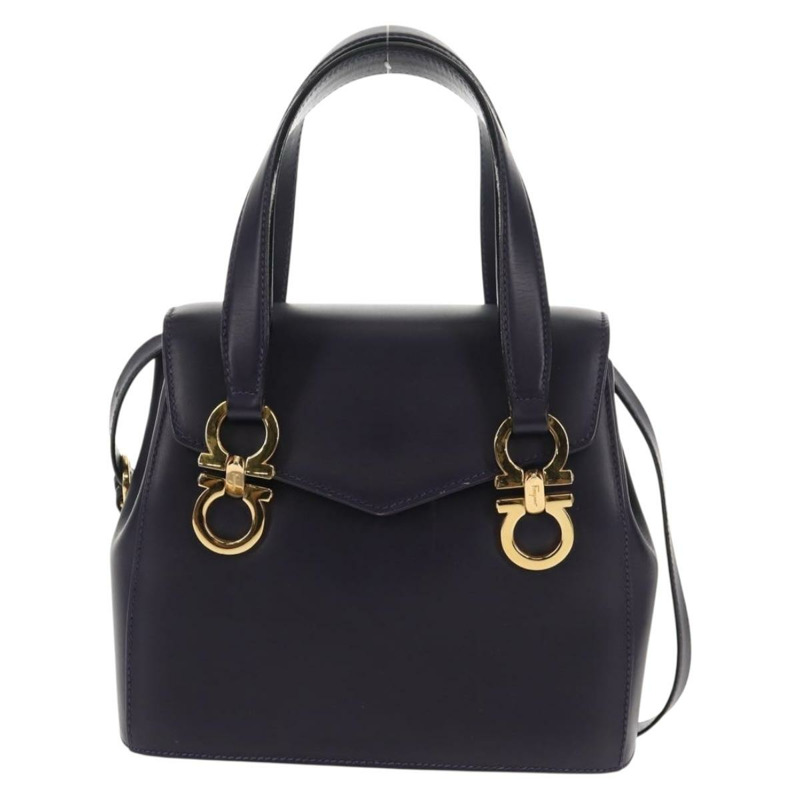 【日本直送】Salvatore Ferragamo Gancini 手提包 皮革 2way 紫金色 Auth 145500V-12