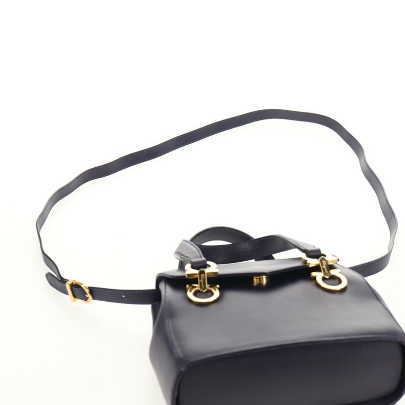 【日本直送】Salvatore Ferragamo Gancini 手提包 皮革 2way 紫金色 Auth 145500V-14