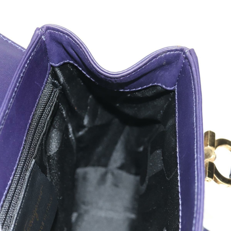 【日本直送】Salvatore Ferragamo Gancini 手提包 皮革 2way 紫金色 Auth 145500V-22