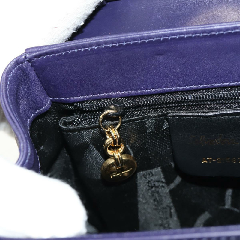 【日本直送】Salvatore Ferragamo Gancini 手提包 皮革 2way 紫金色 Auth 145500V-23