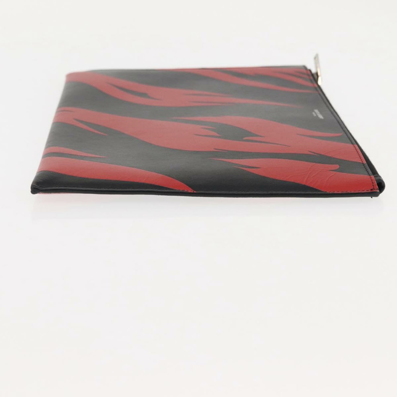 【日本直送】SAINT LAURENT 黑色銀色皮革手拿包 Auth am9294-2