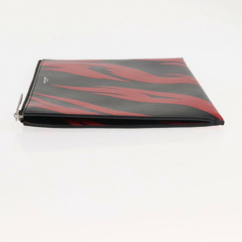 【日本直送】SAINT LAURENT 黑色銀色皮革手拿包 Auth am9294-3