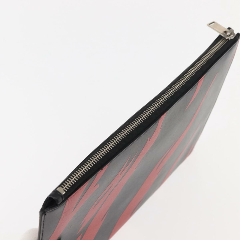 【日本直送】SAINT LAURENT 黑色銀色皮革手拿包 Auth am9294-4