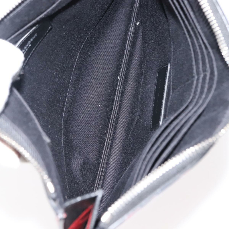 【日本直送】SAINT LAURENT 黑色銀色皮革手拿包 Auth am9294-9