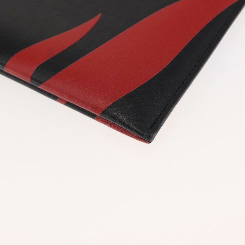 【日本直送】SAINT LAURENT 黑色銀色皮革手拿包 Auth am9294-13