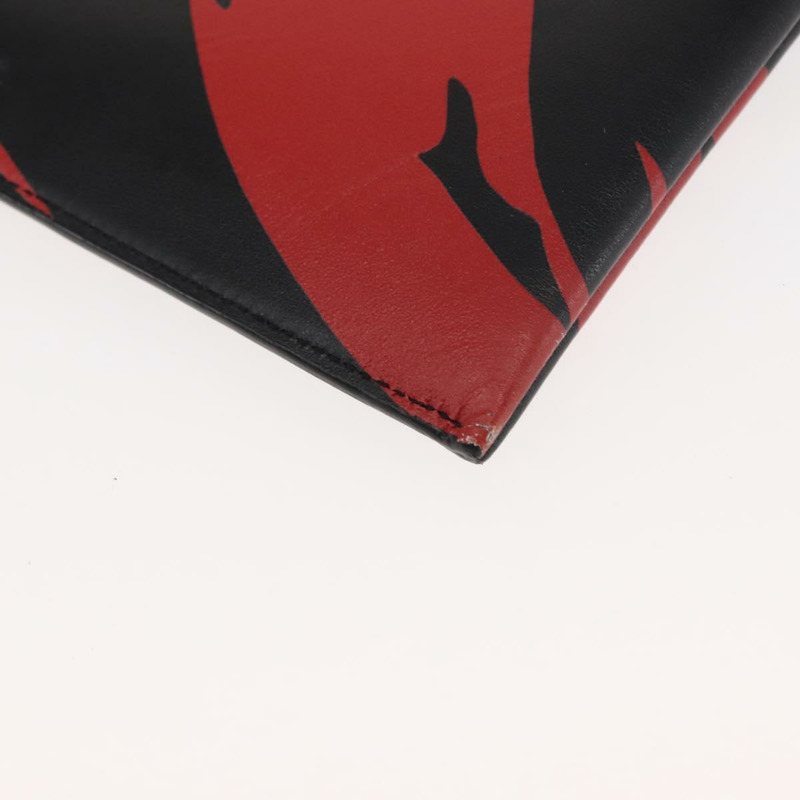 【日本直送】SAINT LAURENT 黑色銀色皮革手拿包 Auth am9294-14