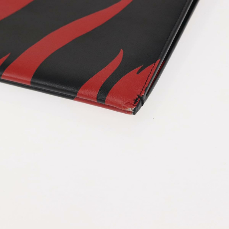 【日本直送】SAINT LAURENT 黑色銀色皮革手拿包 Auth am9294-15