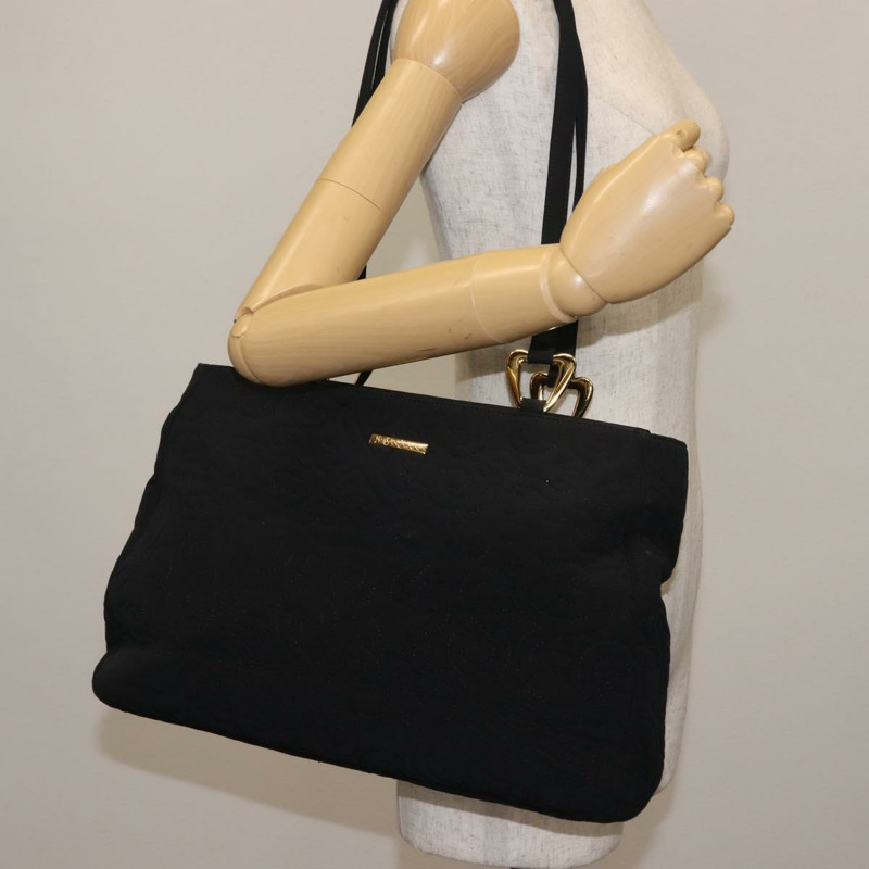 【日本直送】SAINT LAURENT 尼龍黑色金色手提包 Auth bs29972-20