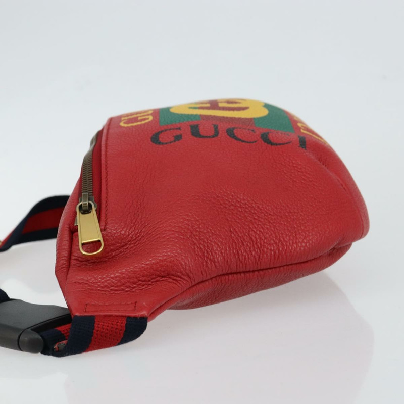 【日本直送】GUCCI Web Sherry Line 皮革紅色斜背包 530412 正品 146075-3