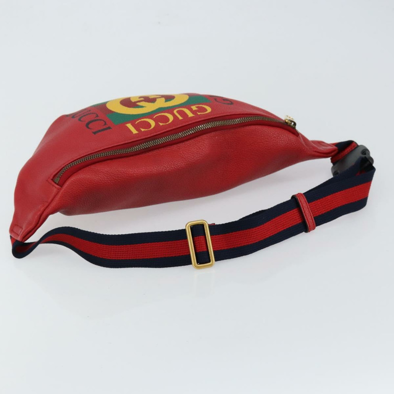 【日本直送】GUCCI Web Sherry Line 皮革紅色斜背包 530412 正品 146075-6