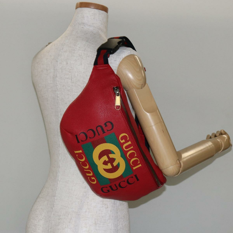 【日本直送】GUCCI Web Sherry Line 皮革紅色斜背包 530412 正品 146075-20