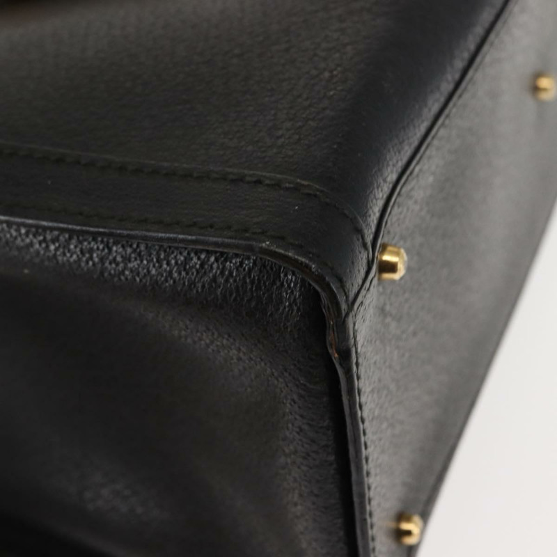 【日本直送】GUCCI 竹節手提包 皮革 黑色 正品 ep11149-14