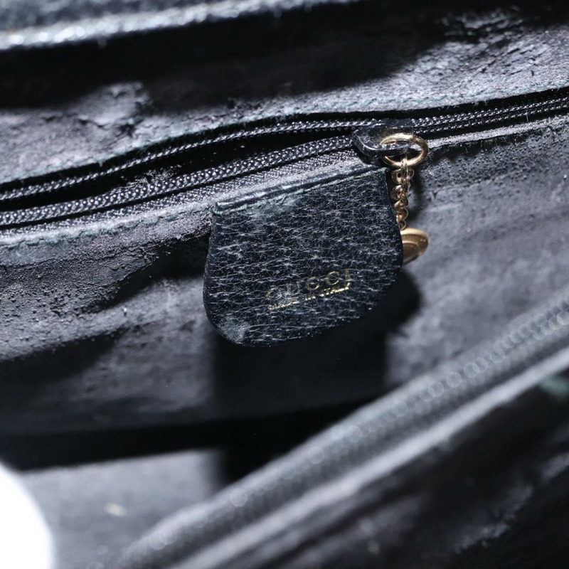 【日本直送】GUCCI 竹節手提包 皮革 黑色 正品 ep11149-16