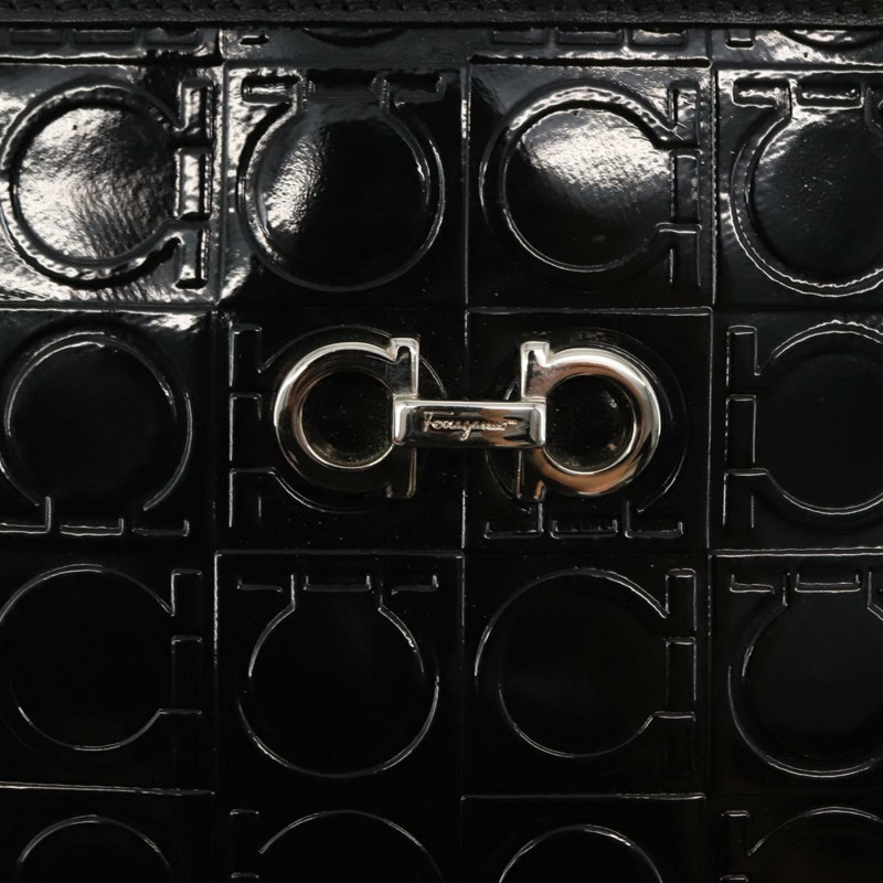 【日本直送】Salvatore Ferragamo Gancini 琺瑯黑單肩包 正品 BA6810-9