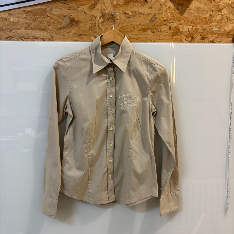 【美收精品】BURBERRY 茶色格紋長袖襯衫 4-233-0