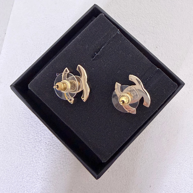 全新 Chanel 書包釦 耳環 淡金色 耳釘-2