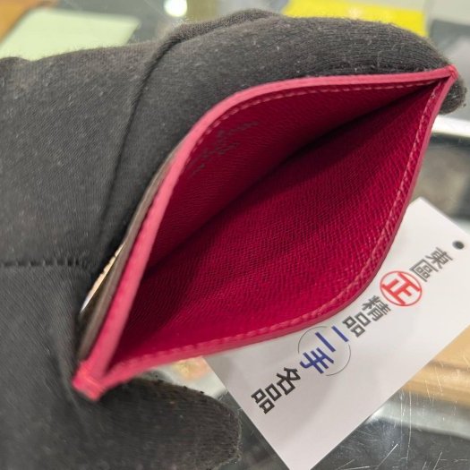 東區正精品㊣LV LOUIS VUITTON M60703 近全新原花紫紅色薄式雙面卡片夾 RZ5931-2