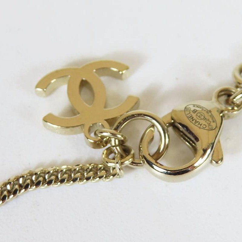 【巴黎站二手名牌專賣店】*現貨*CHANEL 香奈兒 真品*白色亮片黑色半圓飾邊雙C銀項鍊-2