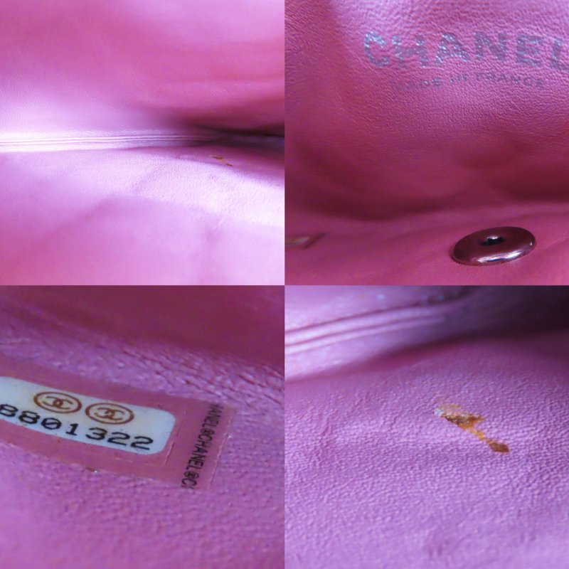 【巴黎站二手名牌專賣店】*現貨*CHANEL香奈兒真品*粉色菱格紋羊皮銀色雙C前口袋斜背鏈包 雙層斜背包-4