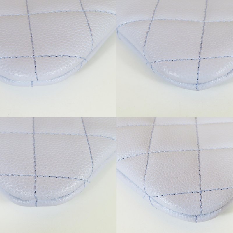 【巴黎站二手名牌專賣店】*現貨*CHANEL香奈兒真品*淡紫色荔枝紋小牛皮菱格銀色雙C一字拉鍊零錢包-4