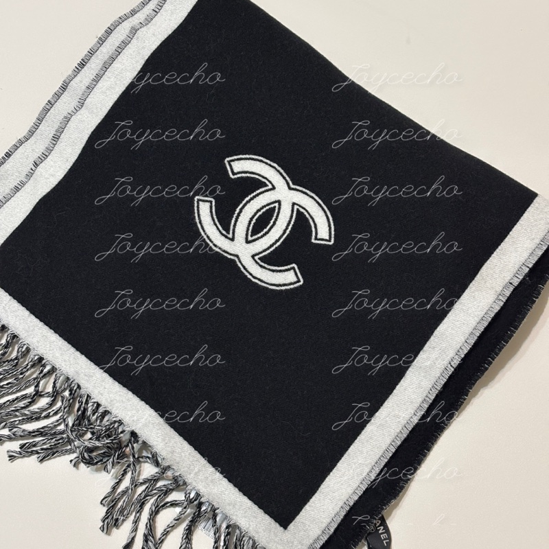 『全新』Chanel 香奈兒 小香 黑白羊毛圍巾-1