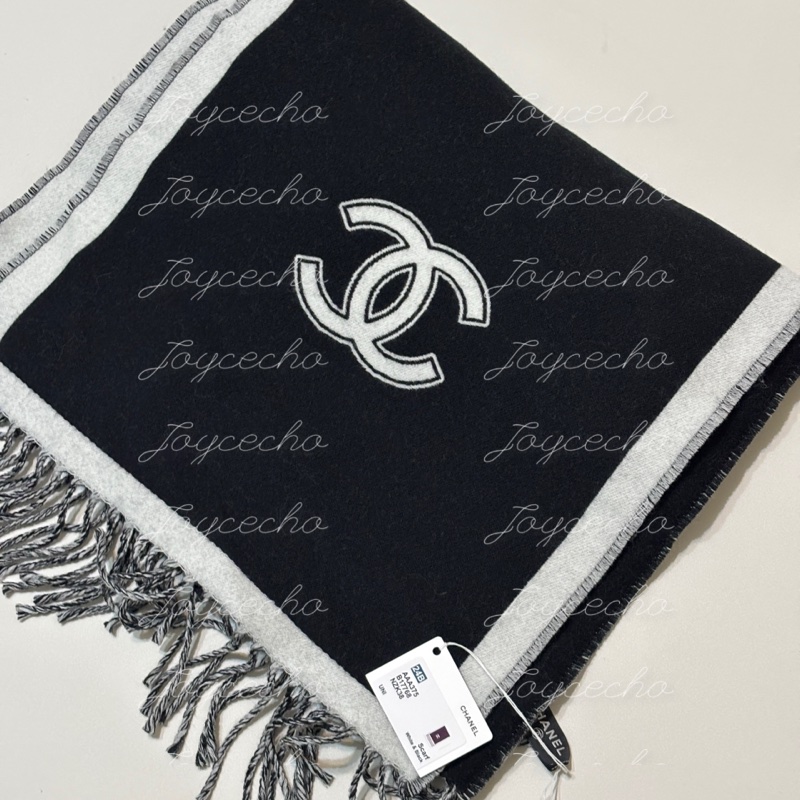 『全新』Chanel 香奈兒 小香 黑白羊毛圍巾-2