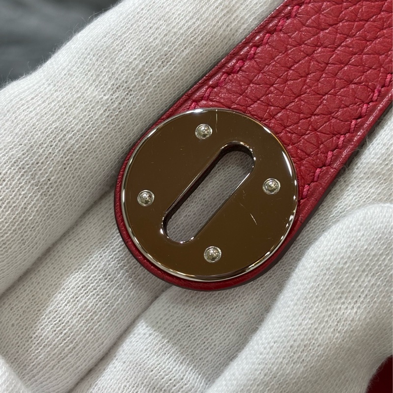 HERMES TC 荔枝皮 蕃茄 紅 銀釦 LINDY 34 手提包 肩背包 2用包 拉鍊包-22