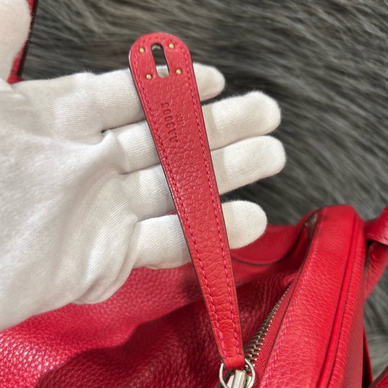 HERMES TC 荔枝皮 蕃茄 紅 銀釦 LINDY 34 手提包 肩背包 2用包 拉鍊包-34